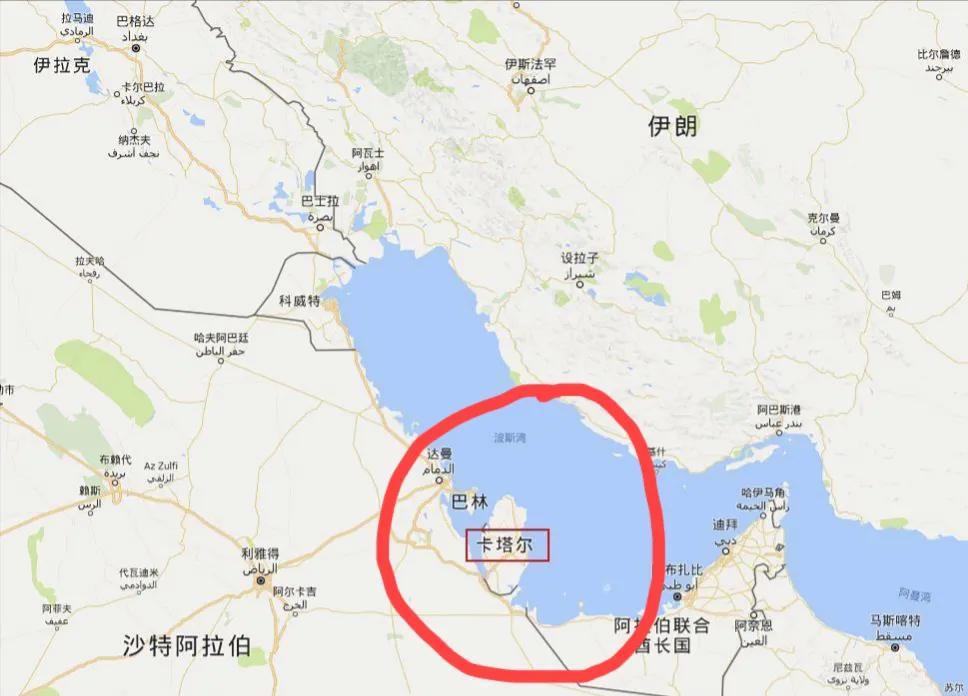 卡塔尔在地图上的位置图片